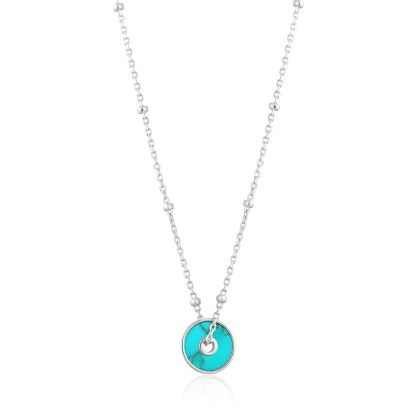 Turquoise disc necklace