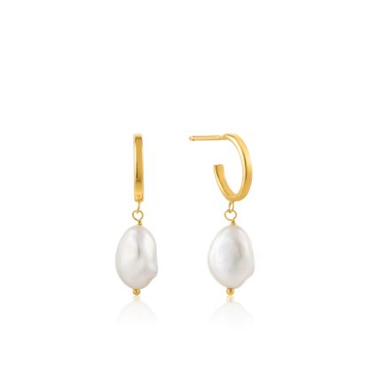 Pearl mini hoop earrings