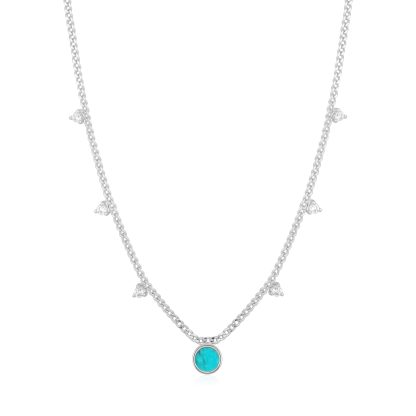 Turquoise drop disc necklace