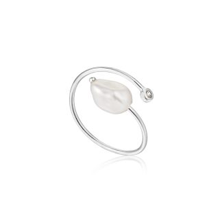 Pearl twist adjustable ring