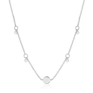 Geometry Drop Disc Necklace Silver