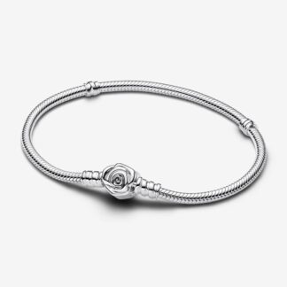 Pandora Moments snake chain-armband met roos in bloei-sluiting