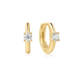 Gouden Solitaire Cubic Zirconia Mini Huggies