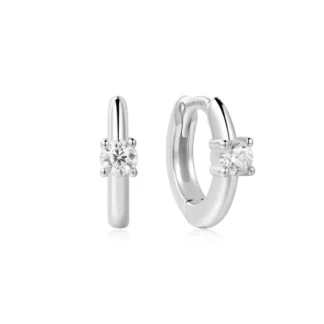 Zilveren Solitaire Cubic Zirconia Mini Huggies